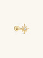 16G 8mm gold plated 925 sterling silver star stud earring with cubic zirconia and flat back.