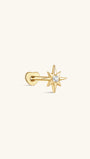 16G 8mm gold plated 925 sterling silver star stud earring with cubic zirconia and flat back.