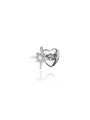 18kt gold plated 925 sterling silver starburst stud earring with cubic zirconia and heart backing, 16G, flat back.