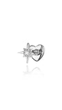 18kt gold plated 925 sterling silver starburst stud earring with cubic zirconia and heart backing, 16G, flat back.