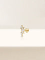 18kt gold plated sterling silver labret earring with 5 marquise-cut cubic zirconia stones and heart back.
