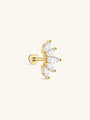 18kt gold plated flat back labret earring with five marquise-cut cubic zirconia stones, 16G.