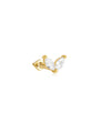 18kt gold plated sterling silver sprout ear piercing stud with two marquise CZ stones, flat back labret.