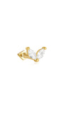 18kt gold plated sterling silver sprout ear piercing stud with two marquise CZ stones, flat back labret.