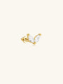 18kt gold sterling silver sprout ear piercing stud, marquise CZ, flat back labret.