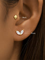 18kt gold plated sterling silver reversible ear stud with marquise CZ stones and rhombus backing on ear.