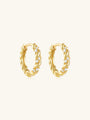 18K gold-plated 925 sterling silver huggie hoop earrings with twisted rope design and cubic zirconia.