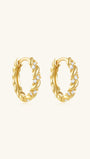 18K gold-plated 925 sterling silver huggie hoop earrings with twisted rope design and cubic zirconia.