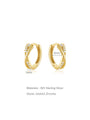 18K gold plated 925 sterling silver hoop earrings with AAAAA cubic zirconia, 3mm wide, 9mm diameter.