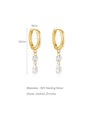 Gold-plated 925 sterling silver hoop earrings with 25mm drop length, 9mm width, and teardrop AAAAA cubic zirconia charms.