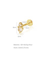 Gold plated 925 sterling silver flat back earring with two AAAAA cubic zirconia stones. 6mm H, 3mm stone W, 8mm bar L.