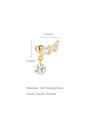 Single gold 925 sterling silver stud earring with marquise AAAAA cubic zirconia and round drop, 6.9mm x 6.2mm.