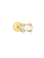 925 Sterling Silver Mini Marquise Zirconia Ear Piercing Stud, gold plated with flat back.