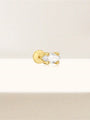 Gold plated 925 sterling silver labret stud with marquise cubic zirconia. Features flat back closure and S925 hallmark.