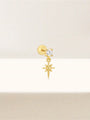 Gold plated 925 sterling silver star pendant stud with cubic zirconia, internally threaded flat back labret.