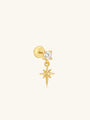 18k gold plated 925 sterling silver star pendant ear piercing stud with clear cubic zirconia.