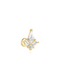 18k gold plated sterling silver labret piercing with fan-shaped cubic zirconia cluster.