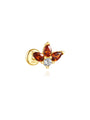 925 Sterling Silver gold plated stud earring with red marquise cubic zirconia petals and clear center stone. Hypoallergenic.