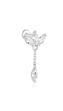 925 Sterling Silver Red Flaming Wings dangle earring with marquise CZ stones and chain. Hypoallergenic.