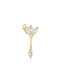 18K gold plated sterling silver stud earring with 3 marquise CZ stones in floral design & dangling chain with 1 marquise CZ.