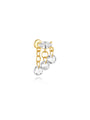 18K gold plated sterling silver earring with marquise CZ stud and three round CZ charms on dangling chains.