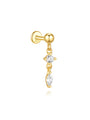Thick 18K gold plated 925 sterling silver drop earring with AAAAA CZ cross and marquise, hypoallergenic.