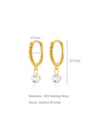 Gold-plated 925 silver hoop earrings with cubic zirconia: 8.7x18.7mm. Sterling Silver, AAAAA Zirconia.