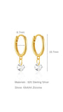 Gold-plated 925 silver hoop earrings with cubic zirconia: 8.7x18.7mm. Sterling Silver, AAAAA Zirconia.