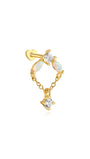 KOSINER 925 Silver Opal Chain Drop Stud, Internally Threaded Piercing