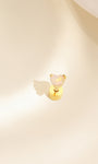 KOSINER Gold Plated Heart Opal Stud Close-Up, 925 Silver Piercing
