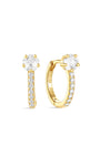 S925 Shiny Cherry Blossom Zirconia Flower Hoop Earrings - Kosinerjewelry