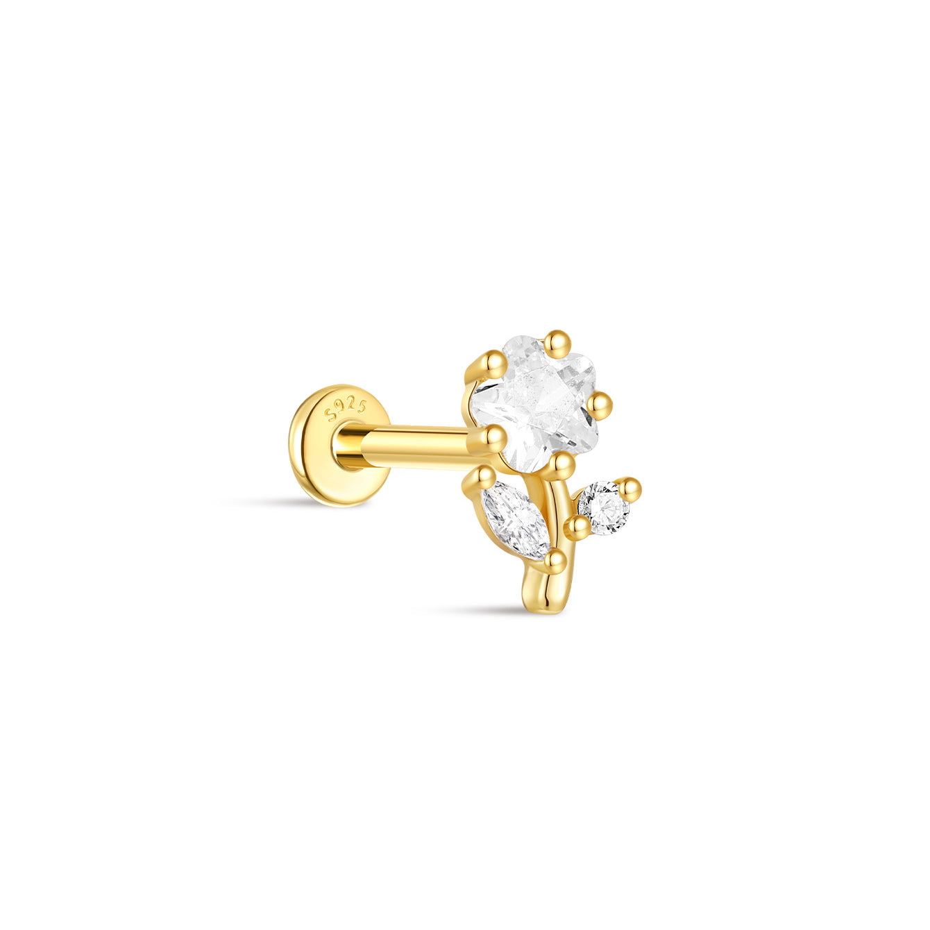 S925 Shiny Cherry Blossom Zirconia Flatback - Kosinerjewelry