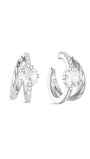 Kosiner 925 Sterling Silver Cherry Blossom CZ Double Layer Ear Cuff, Single Non-Pierced Silver Earring for Sensitive Skin