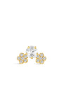 Kosiner Dainty Cherry Blossom CZ Flatback Stud, design de 3 cachos de flores, brinco único