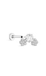 Kosiner 925 prata esterlina flor de cerejeira CZ flatback stud, joia piercing labret com rosca interna