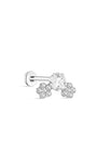 Kosiner 925 prata esterlina flor de cerejeira CZ flatback labret stud, brinco de cartilagem com rosca interna