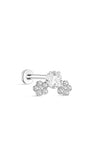 Kosiner Plata de Ley 925 flor de cerezo CZ perno labret con parte posterior plana, pendiente de cartílago con rosca interna