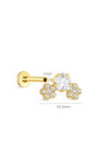 Kosiner brinco de prata esterlina 925 flor de cerejeira CZ com parte traseira plana, 10,5 mm de largura 18 G 1 mm medidor de cartilagem labret com rosca interna joias