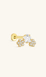 Brinco kosiner de prata esterlina 925 com flor de cerejeira e zircônia plana, brinco labret banhado a ouro para hélice de cartilagem e piercing de lóbulo