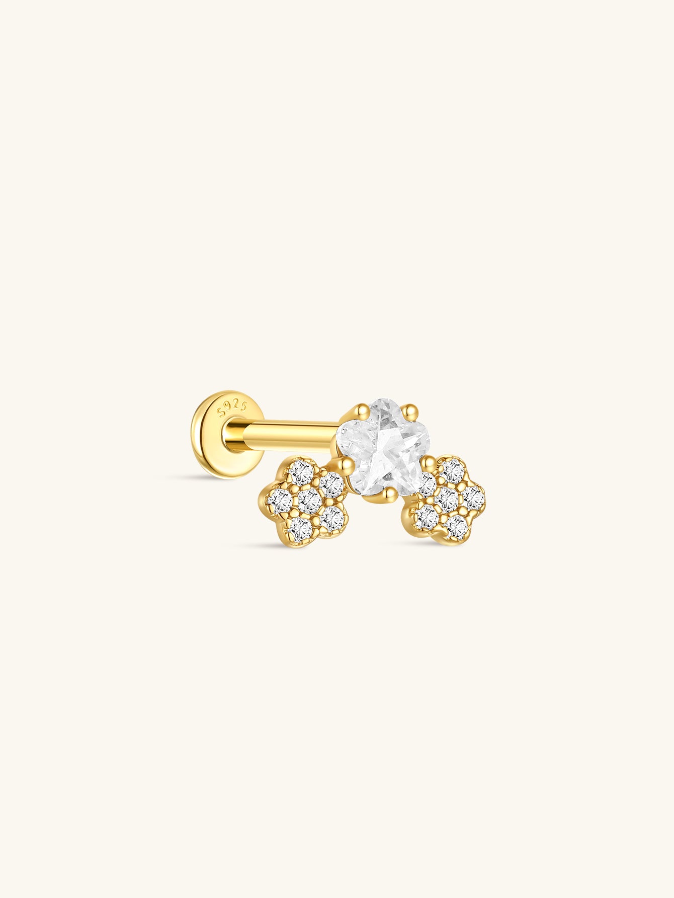 S925 Cherry Blossom Zirconia Flatback - Kosinerjewelry