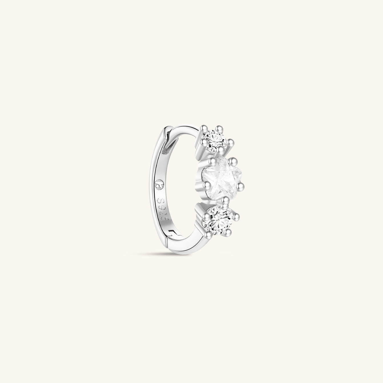 Kosiner 925 sterling silver cherry blossom CZ huggie hoop earring, single hypoallergenic cartilage jewelry