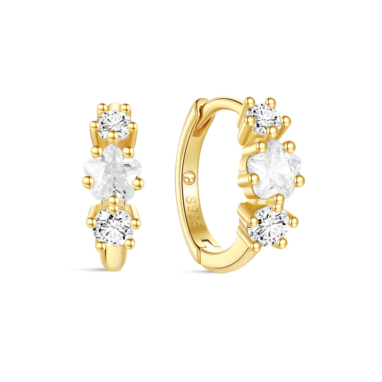 S925 Cherry Blossom Zirconia Flower Hoop Earrings - Kosinerjewelry