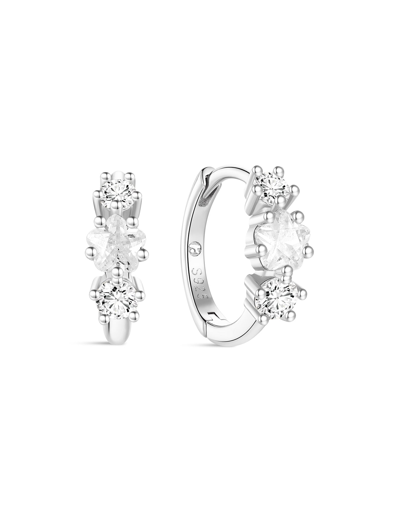 S925 Cherry Blossom Zirconia Flower Hoop Earrings - Kosinerjewelry