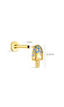 Tabela de tamanhos de brinco Kosiner azul sorvete CZ com parte traseira plana, 8,5 mm de altura 18G calibre 1 mm banhado a ouro