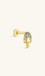 Kosiner 18K banhado a ouro 925 prata seaspritz azul sorvete CZ brinco de labret com rosca interna