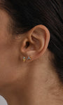 Kosiner 18K banhado a ouro 925 prata seaspritz azul sorvete CZ flatback stud, estilo de pilha de orelha para piercing no lóbulo