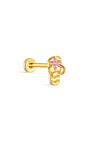 Kosiner 18K gold plated 925 silver flip flops pink CZ flatback stud, internally threaded labret earring