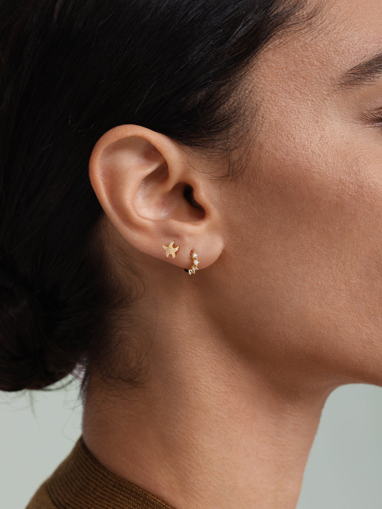 Estrela do mar Seaspritz em prata esterlina 925 com parte traseira plana