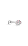 Kosiner Labret con rosca interna y parte trasera plana con circonita rosa y concha de plata de ley S925