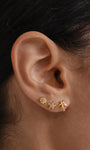Kosiner - Piercing para oreja (plata S925, chapado en oro de 18 quilates, concha, estrella de mar, palmera, parte trasera plana)